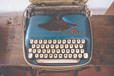 Old Blue Typewriter